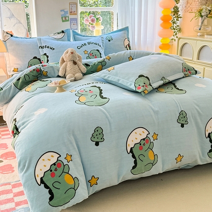 91家纺网 家纺一手货源 找家纺 （总）518家纺 2025新款A类高克重臻棉绒牛奶绒法兰 绒四件套