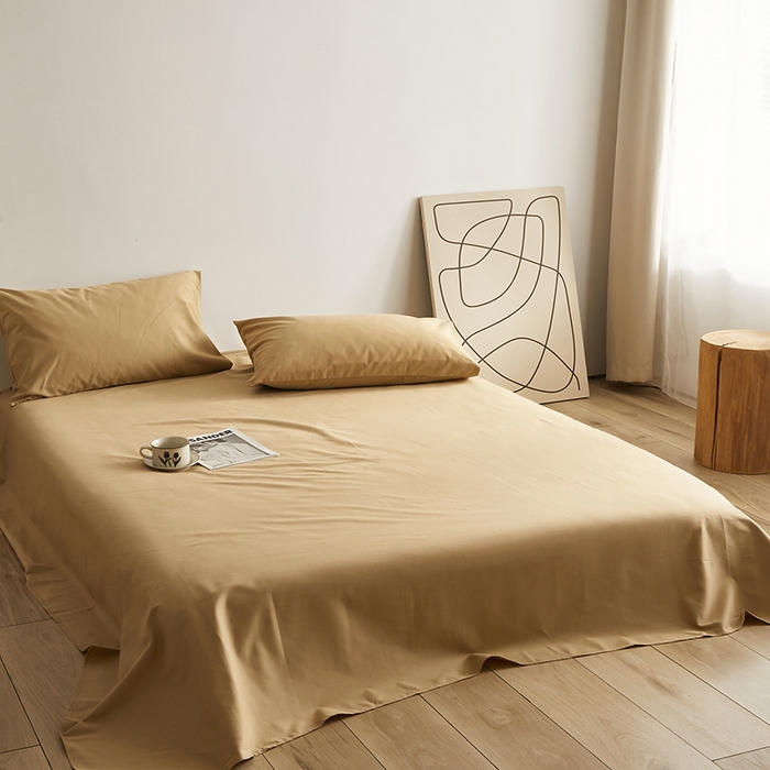 91家纺网 家纺一手货源 找家纺 2024秋季纯色32*21纯色加厚超柔全棉磨毛系列--床单 卡其