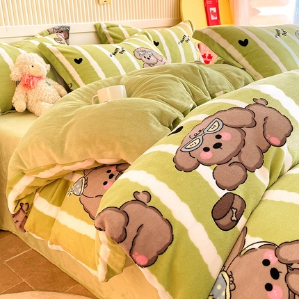 91家纺网 家纺一手货源 找家纺 （总）狂想家 2025新款加厚牛奶绒卡通印花四件套系列风格二