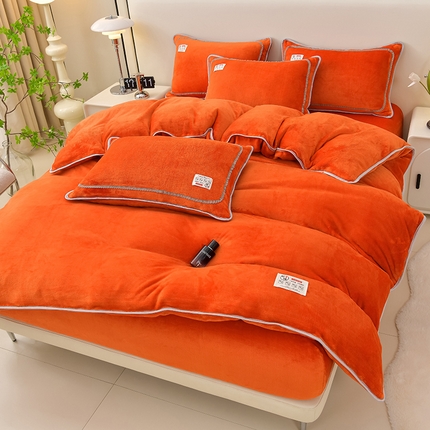 91家纺网 家纺一手货源 找家纺 （总）绒品荟家纺 2025新款加厚纯色牛奶绒床笠款四件套