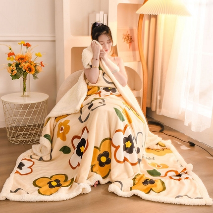 91家纺网 家纺一手货源 找家纺 （总）2025新款毛毯AB版牛奶绒+羊羔绒毯子复合多功能午睡毯（印花款和刺绣款价格不一样）