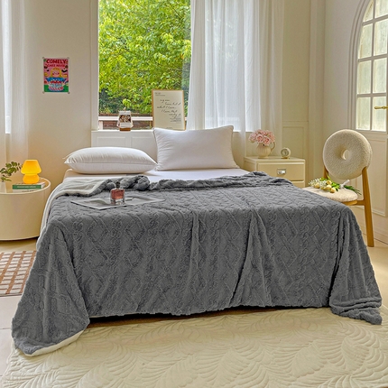 亚龙工厂店 2024新款塔芙绒啵啵被盖毯毛毯毯子 灰色