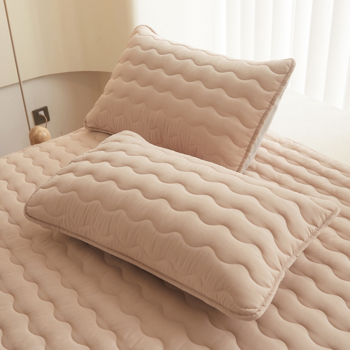 91家纺网 家纺一手货源 找家纺 2024新款原棉夹棉枕套-四季款 驼色