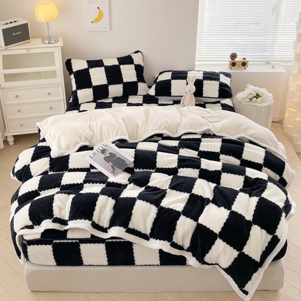 91家纺网 家纺一手货源 找家纺 （总）2024秋冬新款A类北极绒加厚夹棉床笠+北极绒宽包边被套四件套（2023爆款老图）
