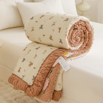 91家纺网 家纺一手货源 找家纺 （总）有货 2024新款韩版全棉双层皱皱纱豆豆大豆被被子被芯