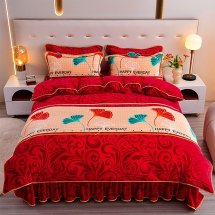 91家纺网 家纺一手货源 找家纺 芯诗曼2025新款8.5斤直播热款高克重牛奶绒法莱绒水晶金貂法莱绒四件套 幸福美满