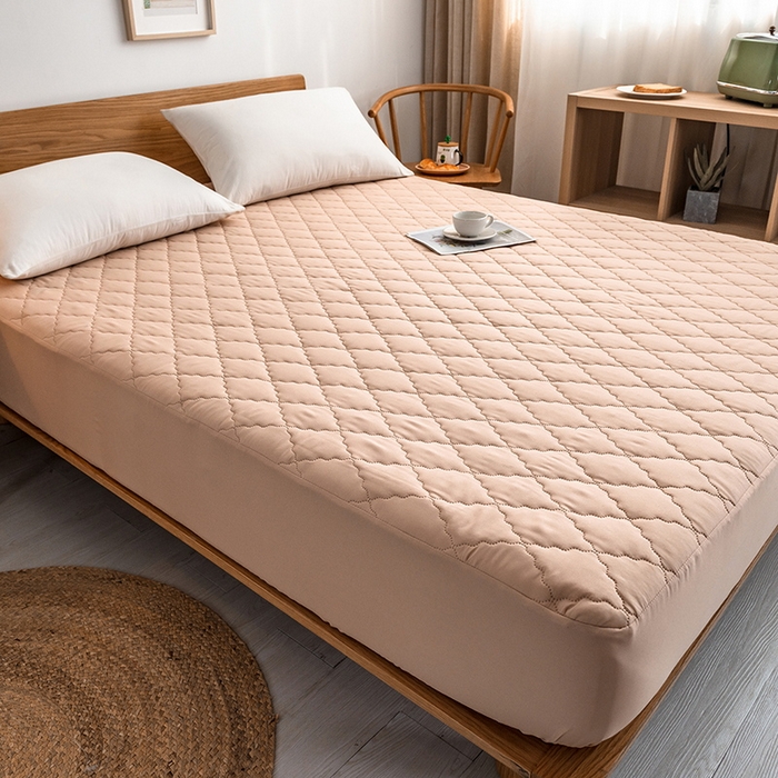 91家纺网 家纺一手货源 找家纺 2024新款加厚夹棉防水床笠素色-【四季款】 经典驼