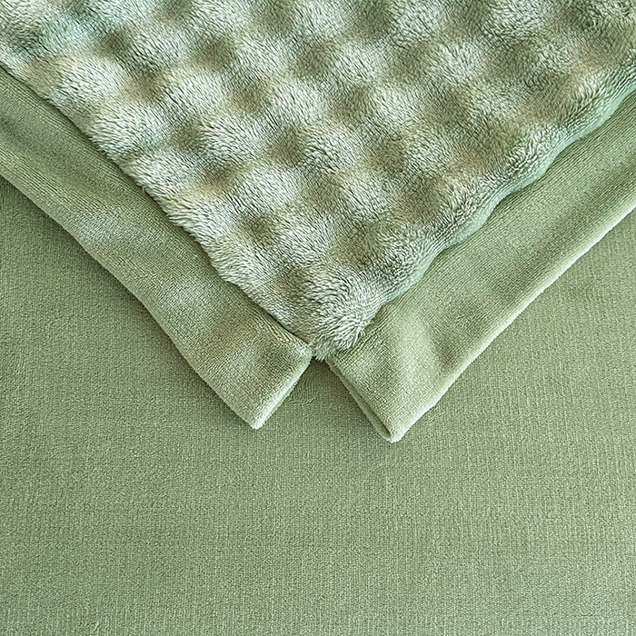 91家纺网 家纺一手货源 找家纺 芸锦豪 2024新款仿兔毛小泡泡兔兔绒兔毛绒四件套 茶绿