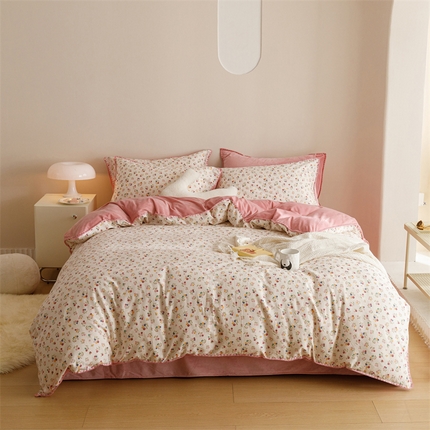 91家纺网 家纺一手货源 找家纺 （总）2025新款三角针贝壳边棉加牛奶绒工艺款四件套