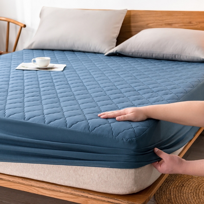 91家纺网 家纺一手货源 找家纺 2024新款加厚夹棉防水床笠素色-【四季款】 幽梦兰