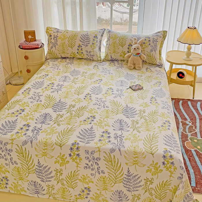 91家纺网 家纺一手货源 找家纺 名兮家居 2024新款时尚卡通风高克重牛奶绒床单-盖毯 清新物语