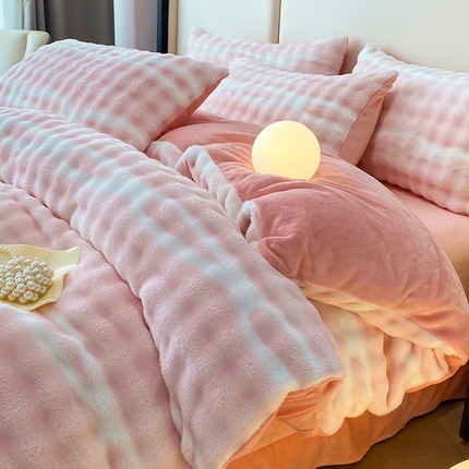 91家纺网 家纺一手货源 找家纺 （总）妮恒美 2025新款直播爆款轻奢兔毛泡泡牛奶绒四件套113