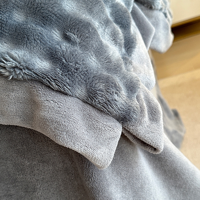 91家纺网 家纺一手货源 找家纺 芸锦豪 2024新款仿兔毛小泡泡兔兔绒兔毛绒四件套 深灰