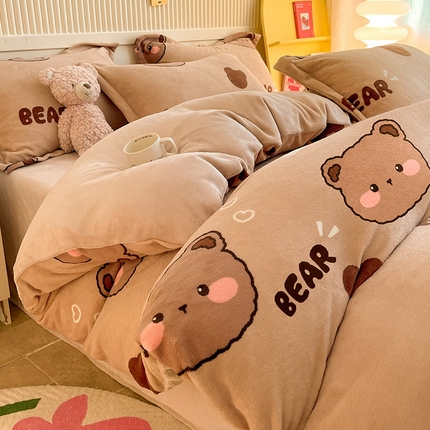 91家纺网 家纺一手货源 找家纺 （总）狂想家 2025新款加厚牛奶绒卡通印花四件套系列风格二