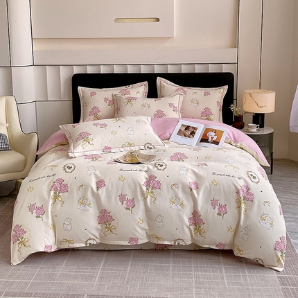 91家纺网 家纺一手货源 找家纺 2024新款全棉生态磨毛四件套 优漫