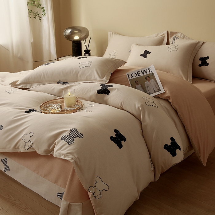 91家纺网 家纺一手货源 找家纺 2024新款全棉生态磨毛四件套 喜饰