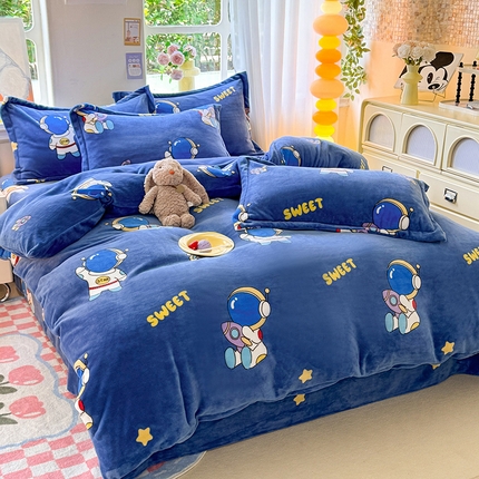 91家纺网 家纺一手货源 找家纺 （总）518家纺 2025新款A类高克重臻棉绒牛奶绒法兰 绒四件套