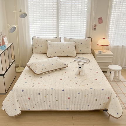 茉夕家纺 2024新款奶芙纯棉印花牛奶绒水洗床盖 奶芙-童话星空