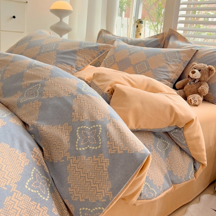 91家纺网 家纺一手货源 找家纺 寐居家纺 2024新款A类全棉简约生态磨毛四件套 磨毛-自由品格