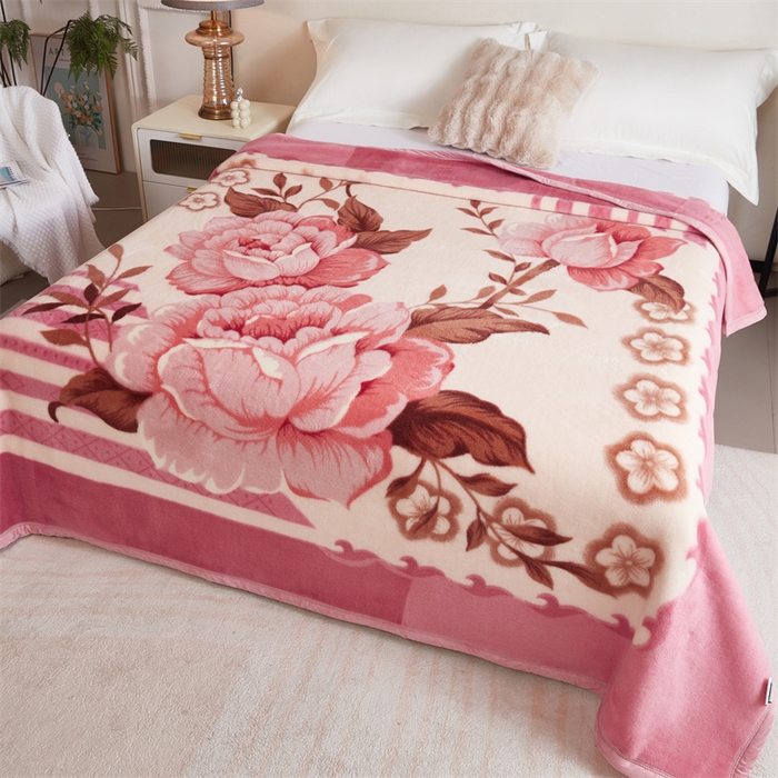 91家纺网 家纺一手货源 找家纺 2024新款柔软欧式轻奢真羊毛毛毯毯子 花之恋