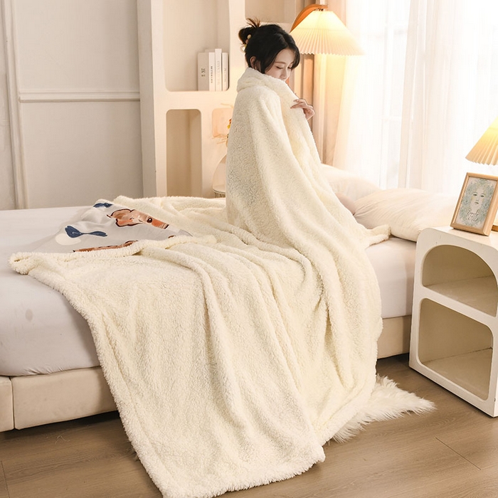 91家纺网 家纺一手货源 找家纺 2025新款毛毯AB版牛奶绒+羊羔绒毯子复合多功能午睡毯 小熊-灰