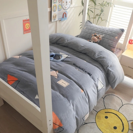 91家纺网 家纺一手货源 找家纺 （总）爱思凯家纺 2025新款A类牛奶绒学生床褥三件套-初心系列