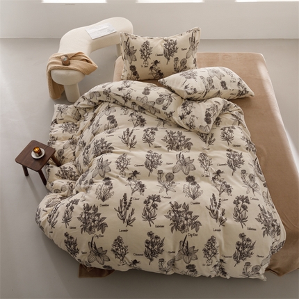 91家纺网 家纺一手货源 找家纺 （总）2025新款小清新双面牛奶绒四件套