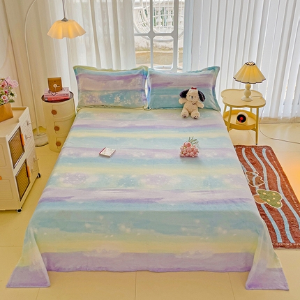 91家纺网 家纺一手货源 找家纺 （总）名兮家居 2024新款时尚卡通风高克重牛奶绒床单-盖毯