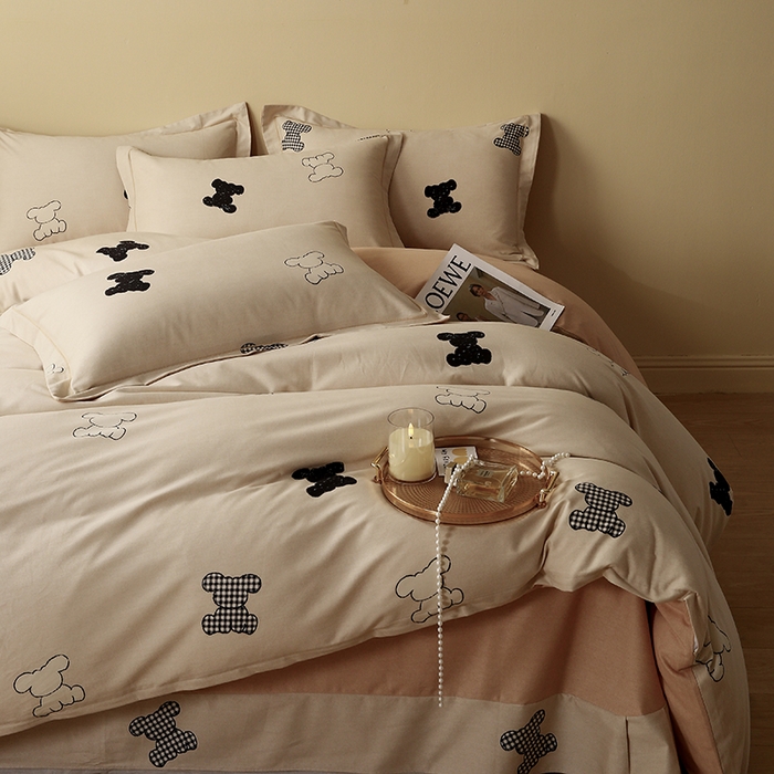 91家纺网 家纺一手货源 找家纺 2024新款全棉生态磨毛四件套 喜饰