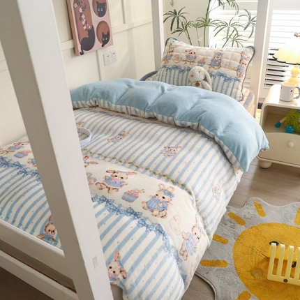 91家纺网 家纺一手货源 找家纺 （总）爱思凯家纺 2025新款A类牛奶绒学生床褥三件套-初心系列