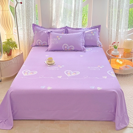 家贝爱 2024新款加厚纯棉生态磨毛床单系列 心恋紫