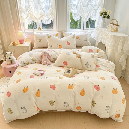 91家纺网 家纺一手货源 找家纺 （总）2025新款小清新双面牛奶绒四件套