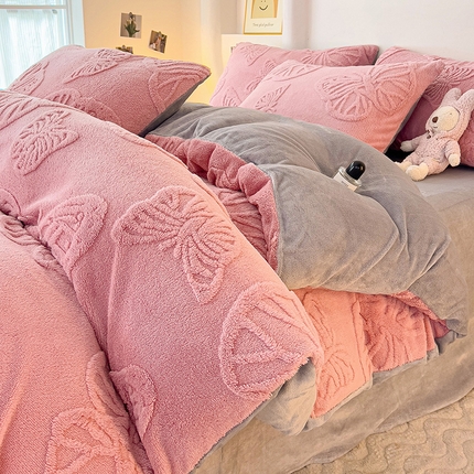 （总）梦之岛 2024新款高克重提花雕花牛奶绒四件套