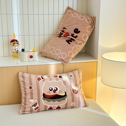 寐居家纺 2024新款大阪牛奶绒数码印花枕套 汉堡