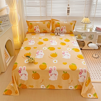 91家纺网 家纺一手货源 找家纺 （总）名兮家居 2024新款时尚卡通风高克重牛奶绒床单-盖毯