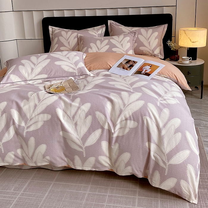 91家纺网 家纺一手货源 找家纺 2024新款全棉生态磨毛四件套 松叶