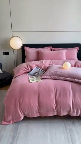 91家纺网 家纺一手货源 找家纺 美伦美焕 2024新款美棉绒床盖四件套（控价258） 佳人有约 豆沙