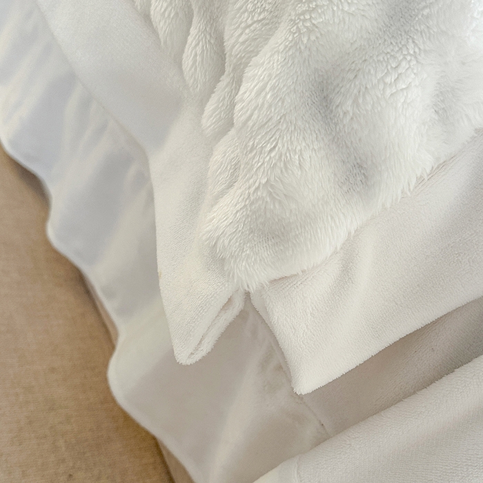 91家纺网 家纺一手货源 找家纺 芸锦豪 2024新款仿兔毛小泡泡兔兔绒兔毛绒四件套 纯白