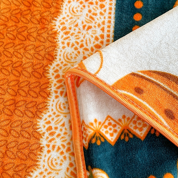 91家纺网 家纺一手货源 找家纺 富缦庭 2024新款8-9斤小包边床裙款牛奶绒印花四件套 南瓜派