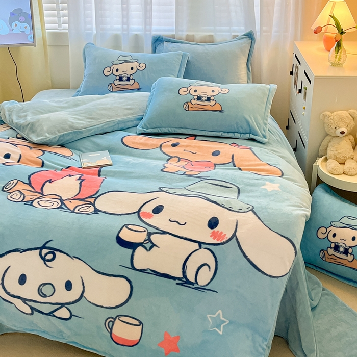 91家纺网 家纺一手货源 找家纺 （总）金爱家 2024新款三丽鸥大版加厚牛奶绒四件套-第二批