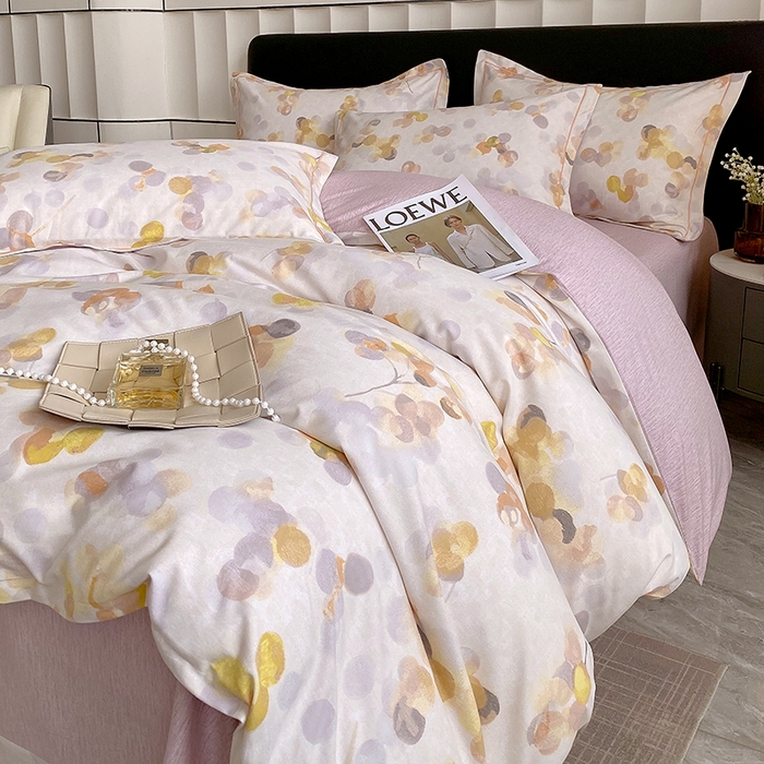 91家纺网 家纺一手货源 找家纺 2024新款全棉生态磨毛四件套 四季风(灰)