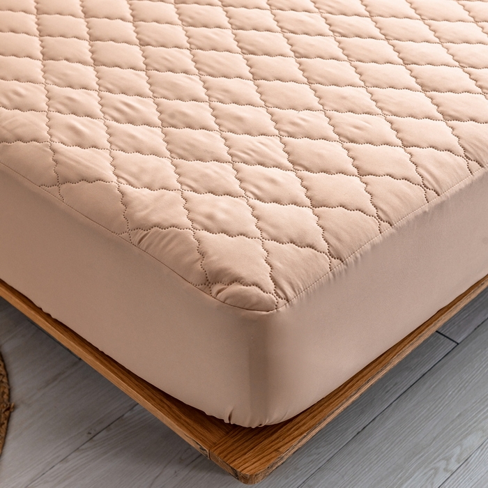 91家纺网 家纺一手货源 找家纺 2024新款加厚夹棉防水床笠素色-【四季款】 经典驼