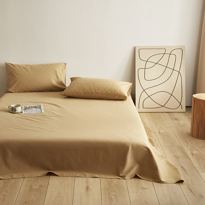 91家纺网 家纺一手货源 找家纺 2024秋季纯色32*21纯色加厚超柔全棉磨毛系列--床单 卡其