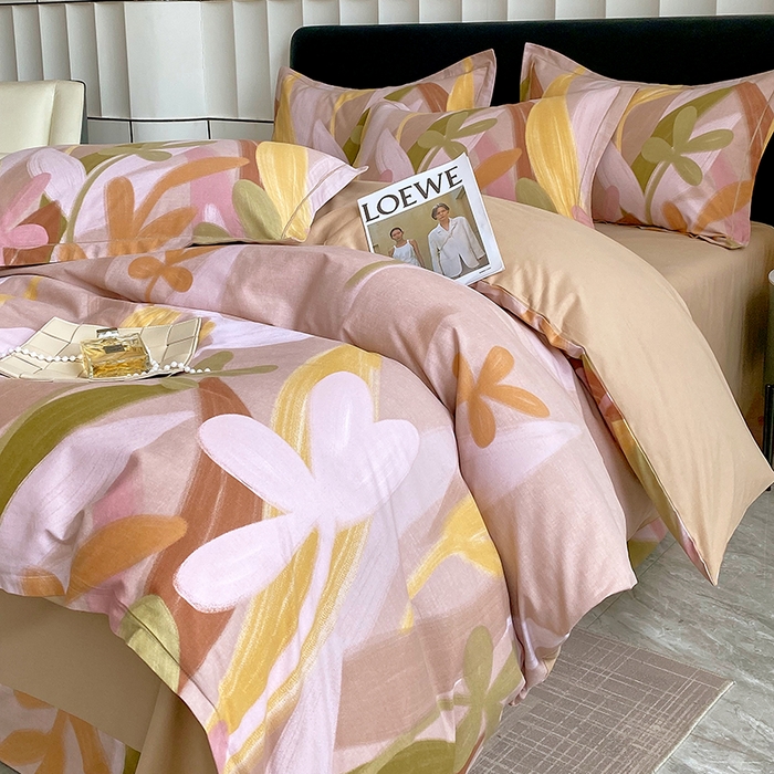 91家纺网 家纺一手货源 找家纺 2024新款全棉生态磨毛四件套 图兰朵