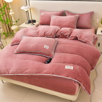 91家纺网 家纺一手货源 找家纺 （总）绒品荟家纺 2025新款加厚纯色牛奶绒床笠款四件套