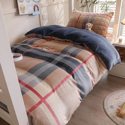 91家纺网 家纺一手货源 找家纺 （总）爱思凯家纺 2025新款A类牛奶绒学生床褥三件套-初心系列