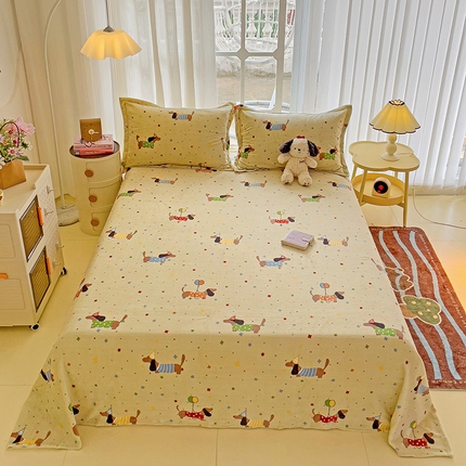 名兮家居 2024新款时尚卡通风高克重牛奶绒床单-盖毯 腊肠狗