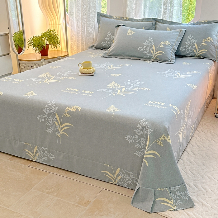 91家纺网 家纺一手货源 找家纺 家贝爱 2024新款加厚纯棉生态磨毛床单系列 叶舞轻盈