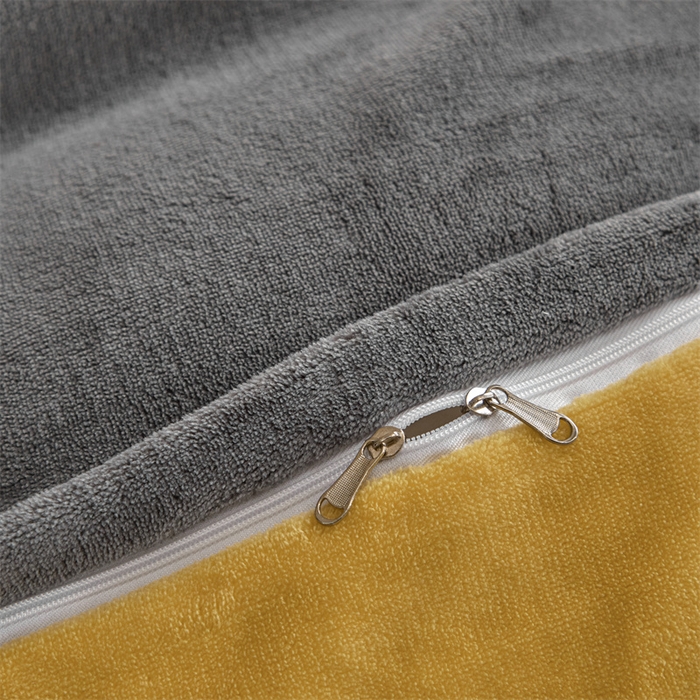 91家纺网 家纺一手货源 找家纺 启程家纺 2024新款A类加厚230克纯色双拼牛奶绒四件套 姜黄+深灰