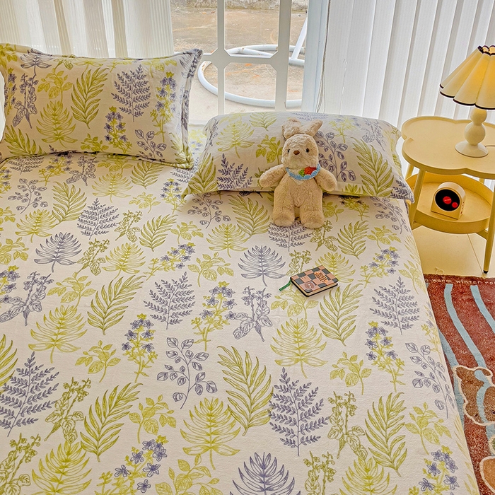 91家纺网 家纺一手货源 找家纺 名兮家居 2024新款时尚卡通风高克重牛奶绒床单-盖毯 清新物语